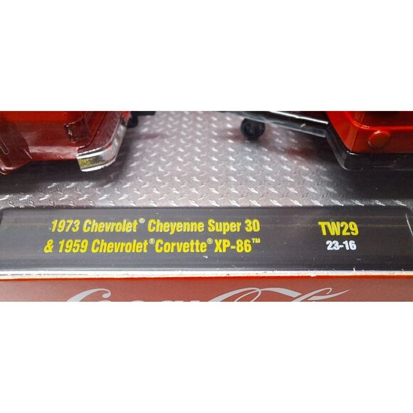 M2 Machines Coca Cola 1973 Chevrolet Cheyenne Super 30 and 1959 Corvette XP-86 - Picture 2 of 7